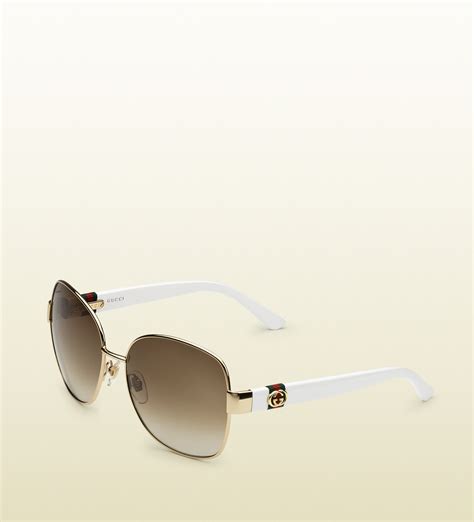 gucci white gold sunglasses|Gucci sunglasses gold women sunglasses.